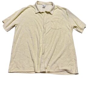 🌼 IML Isaac Morris Pastel Yellow Textured Short Sleeve Button Up Shirt‎ XL 🌼
